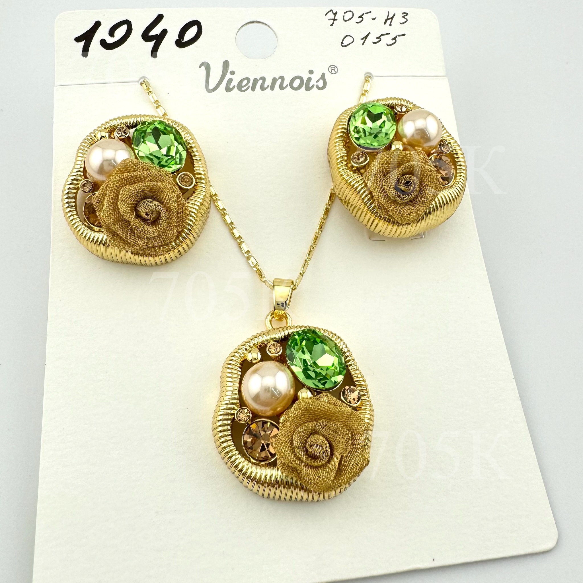 Набор золотые серьги и подвеска Микс